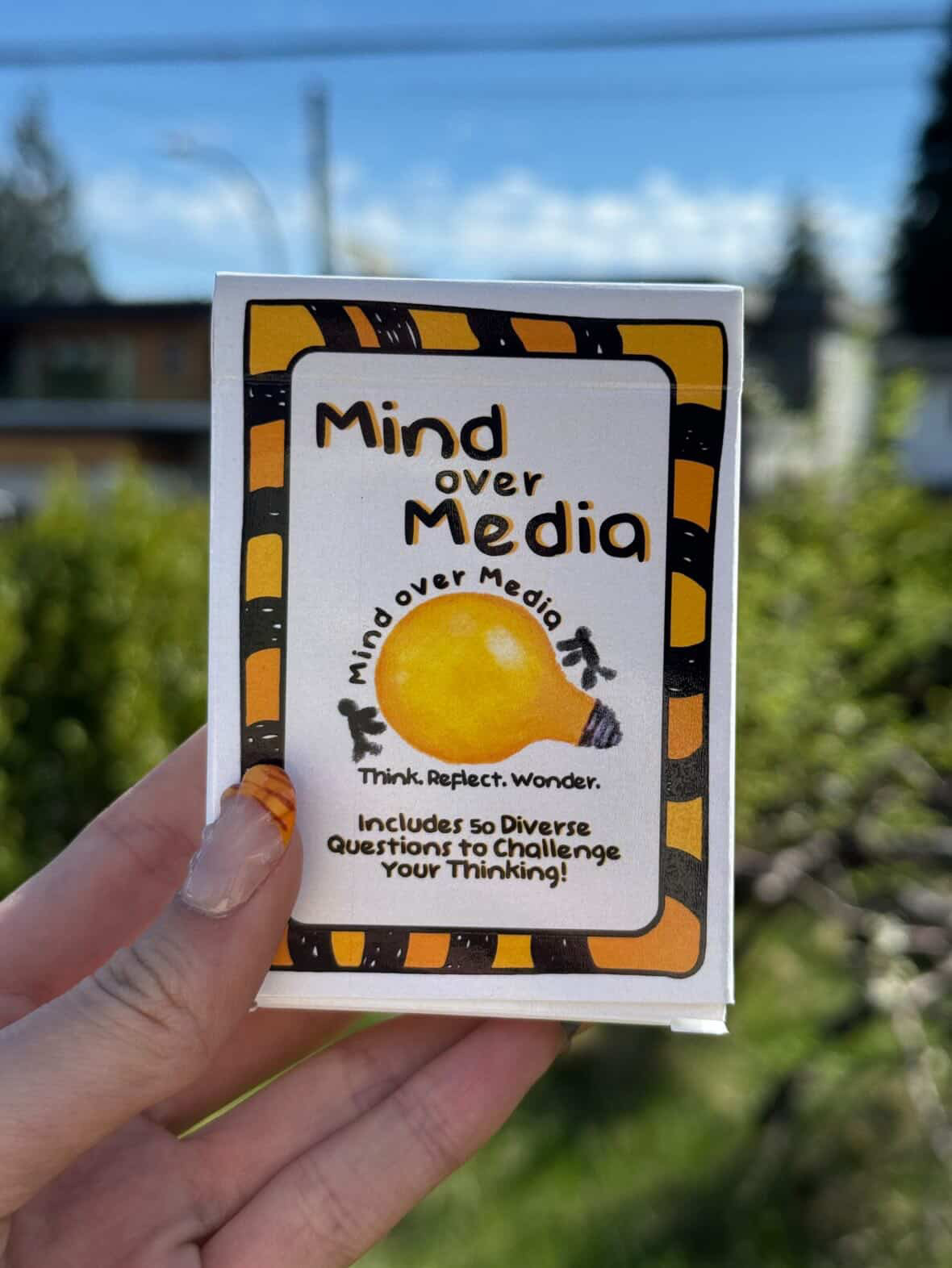 Holding a finished box outside