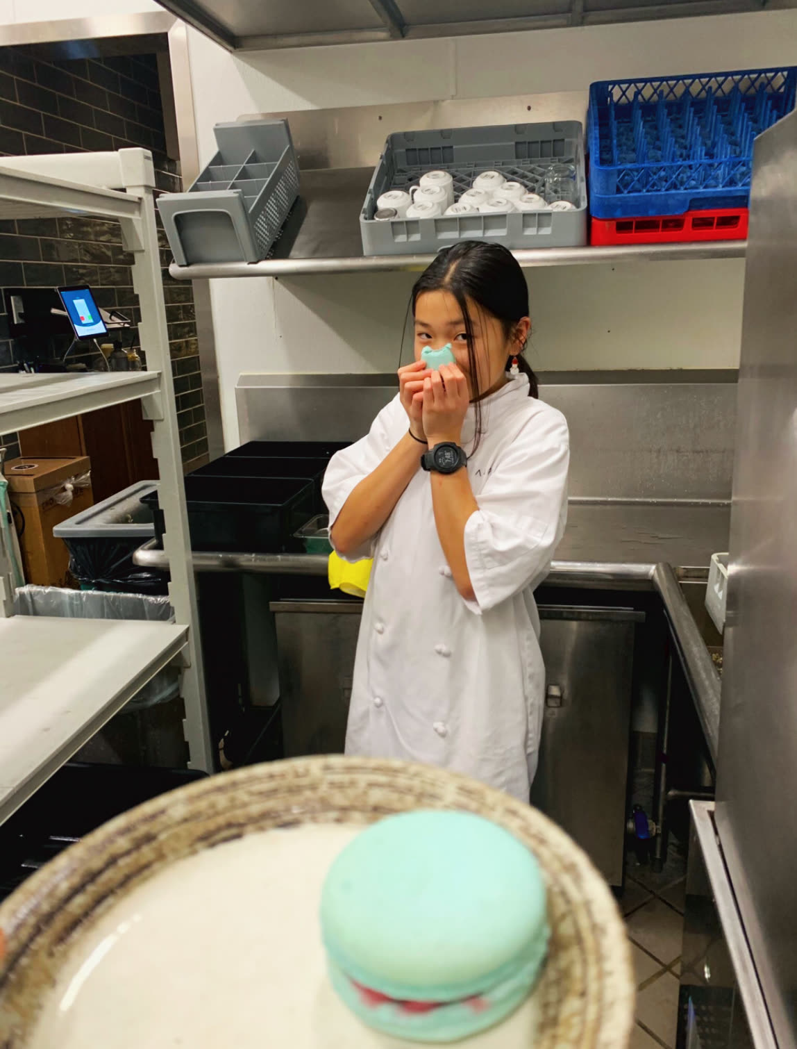 In chef whites at Ancora Ambleside, August 2022